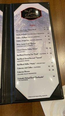 Wine menu