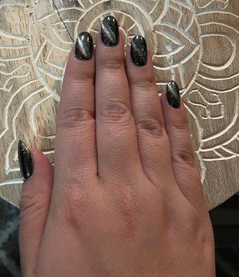 Dip manicure with the cat eye polish was beautiful