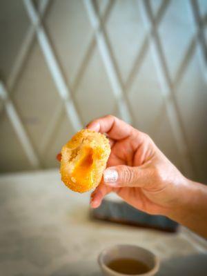 fried dumpling with running egg yolk