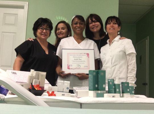 Esthetician training and final certification for one of our Esthetician students