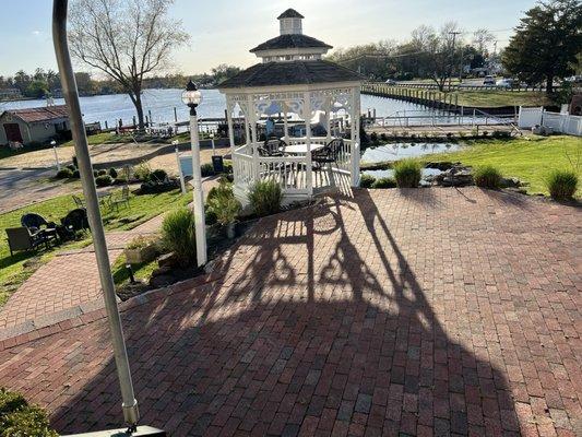 Venue overlooking outdoor area and the lake.