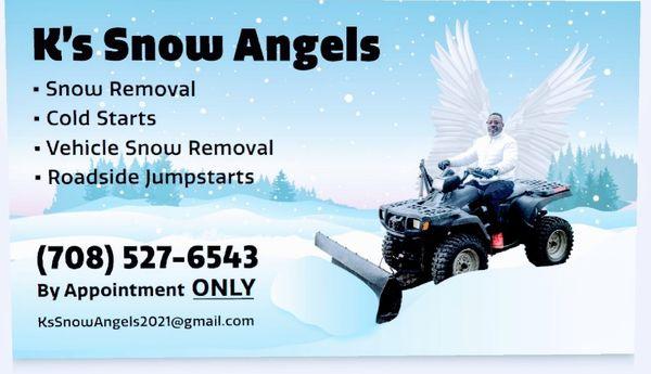 Ks   Snow  Angels provides snow blowing shoveling, ice management and salt  spreading services that satisfy the demands of your property.