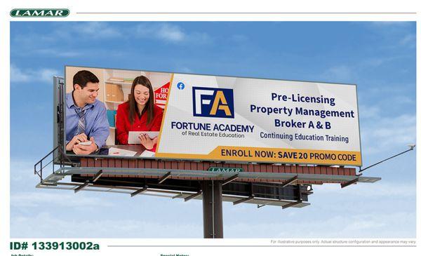 Pictures of Fortune Academy's Billboards display in South Carolina