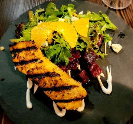 Beet salad with salmon added (so good!!)