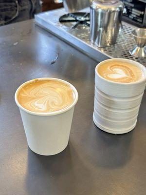 Rose Latte on the left - Coava Coffee, May 2024