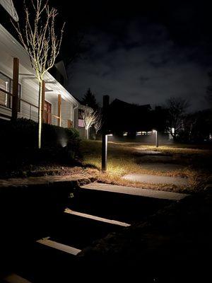 Tree uplights and path lighting