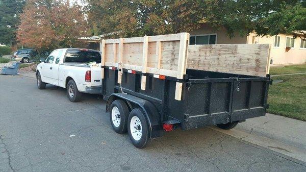 Discount Hauling uses a trailer large enough to fill 2 pick up beds of debris and up to 4500 lbs per load