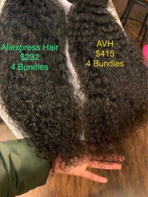 Aliexpress Indian Remy vs AVH "Malaysian Curly".