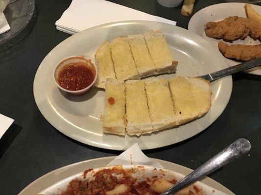 Here's the bread and they brought meat out after food was served.