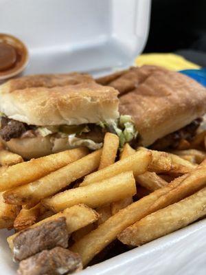 Torta with jalapeños and fries