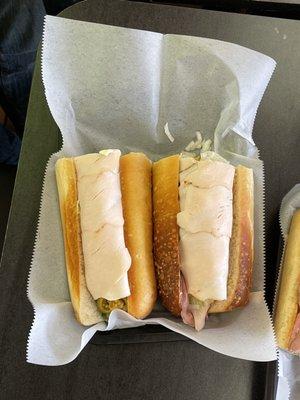 The Heavenly Hoagie in Mooresvillle Turkey and Roast Beef Hoagies.