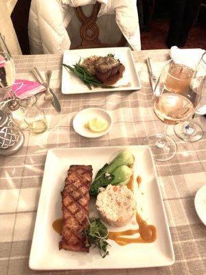 Salmon and steak