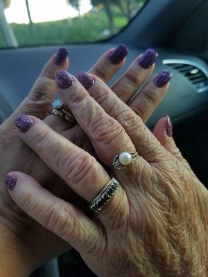 Got purple manicures with my 85 year old mom.