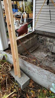 Tore out rotted porch to replace it with trex decking