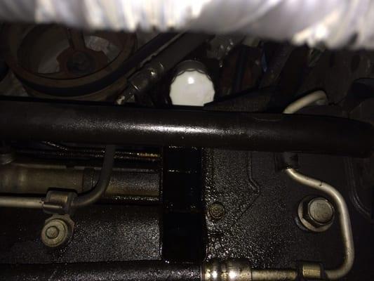 See oil all down below filter :(