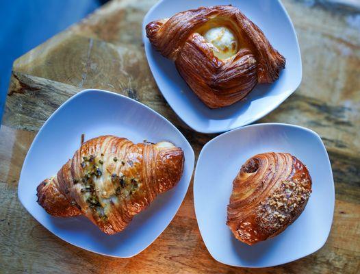 Cream cheese jalapeo croissant Hazelnut Praline croissant Danish