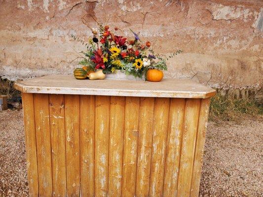 Memorial arrangement set against a majestic canyon backdrop made a worthy impression.