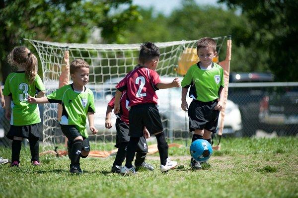 Recreational soccer training and games for players starting at age 3