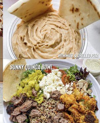 Sunny Quinoa Bowl, Hummus and Pita