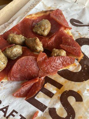 Non- Dairy Sausage & Pepperoni thin crust