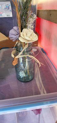 Centerpiece florals. Simple, rustic, but elegant