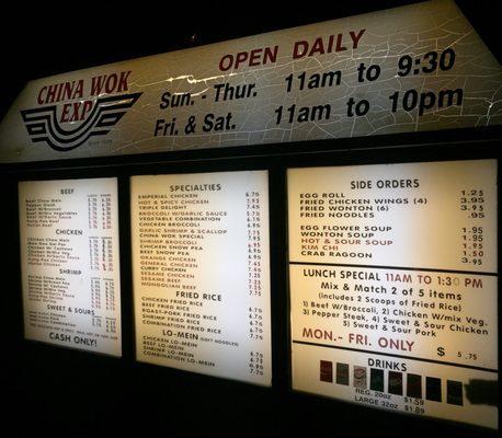 Drive through menu