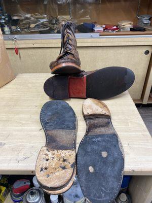 Old soles that were falling apart!