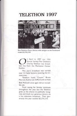 Margie teamed up with her co-workers from AMEX Wall St & her Fitness group & raised $8,000 for Variety, The Children's Charity 1997