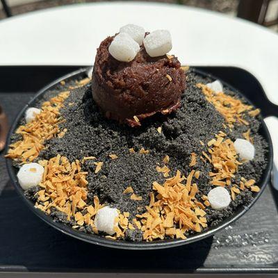 Black Sesame Red Bean bingsoo with injeolmi.