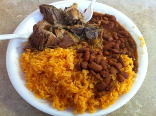 "Lunch plate" pork, rice & beans!