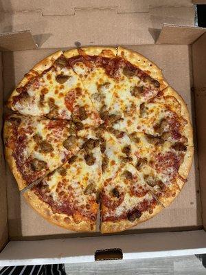 Sausage and pepperoni thin crust