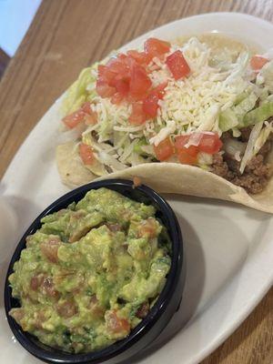 Chicken taco and guacamole!