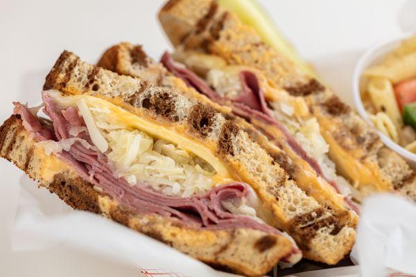 OUR REUBEN ON MARBLE RYE