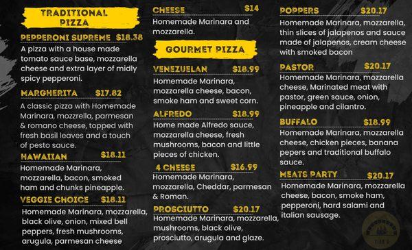 Pizza Menu