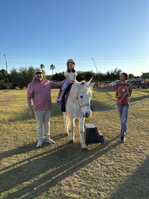 Our birthday girl was THRILLED to ride a unicorn! :)