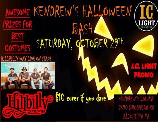 Kendrew's is having a Halloween bash!! Come join the fun!