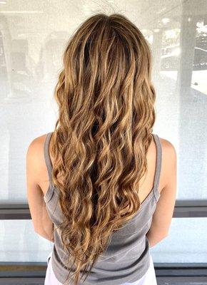 Balayage highlights, hair color, beach wave curls, haircuts, hair stylist