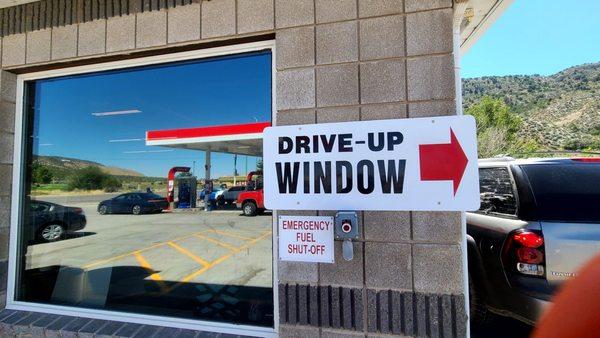 Driveup window to buy ur convenience stuff