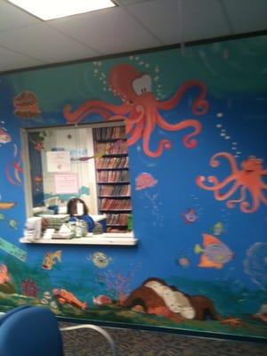 The mural in the front office