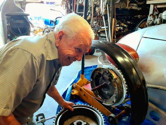 Larry Ready Sr., Helping me out on my Hot Rod. At Northridge Auto Wrecking.