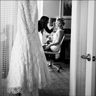 Just me and the bride as I put the last touches on her make-up.