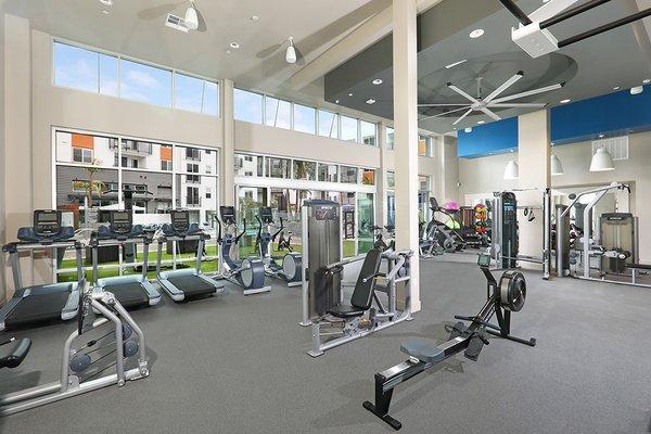 Spacious 24-hour fitness center and outdoor athletic terrace