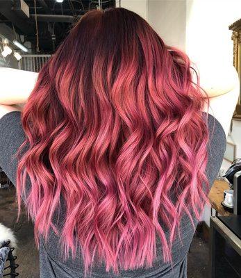 This picture is the example I showed her deep pink and really dark root.