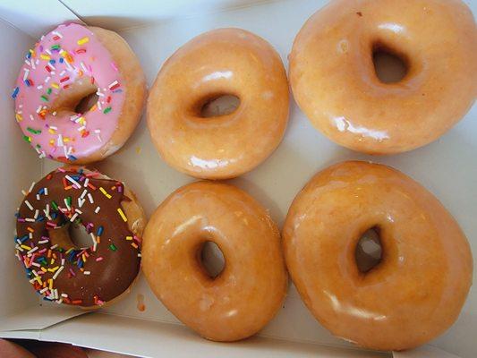 Chocolate w/ Sprinkles, Strawberry w/ Sprinkles, Original Glazed