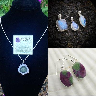 Our new line of gemstone silver jewelry. A large selection of many diverse stones and spiritual tributes.