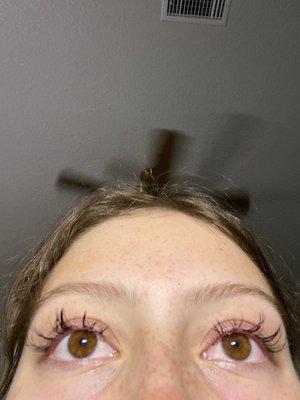 Eyelash extensions two weeks after appointment.