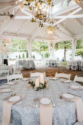 Table layout and garden pavilion