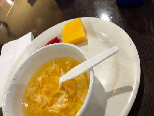 Egg Drop Soup with gelatin squares