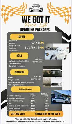 WE GOT IT 
Price List