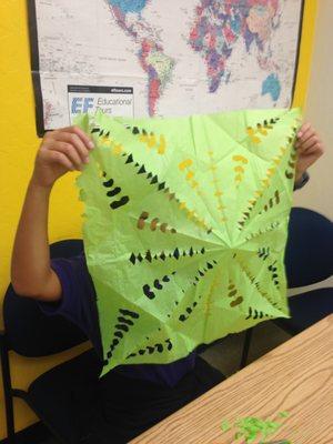 One of our students made papel picado for Día De Los Muertos!